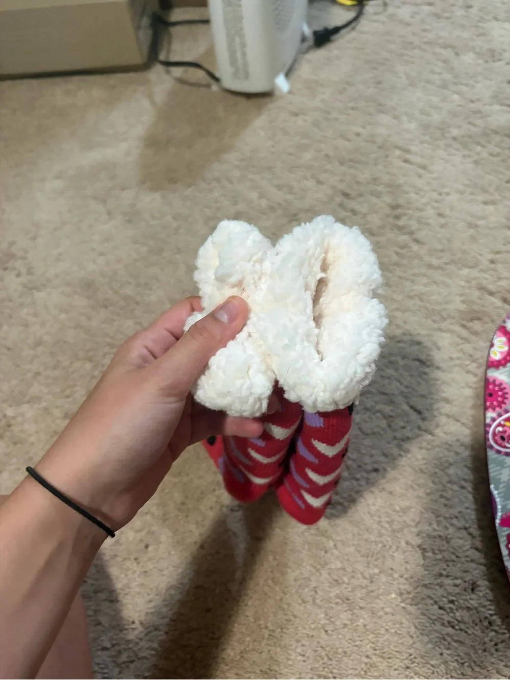 Red Heart Pattern Cozy Slipper Socks - Valentines Day Love Fuzzy Socks NWT